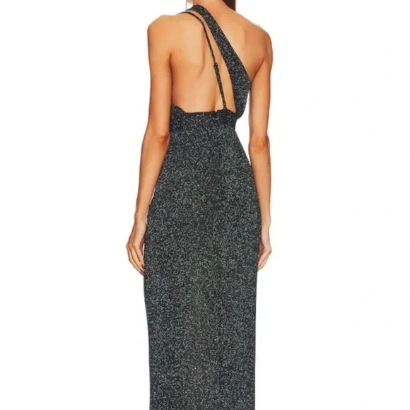 Michael Costello Jacoub Glittering One-Shoulder Dress